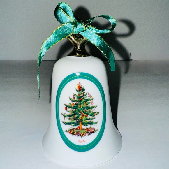 Spode Porcelain Christmas Tree Bell Ornament Hand Bell, 2001 - Picture 2 of 9
